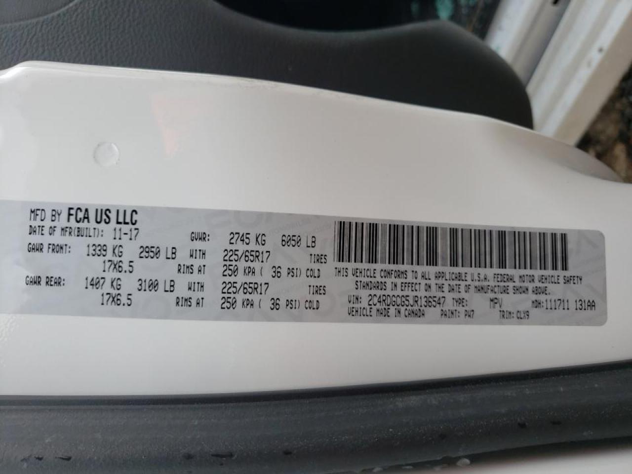 Photo 10 from auction – 2018 DODGE GRAND CARA with VIN 2C4RDGCG5JR136547