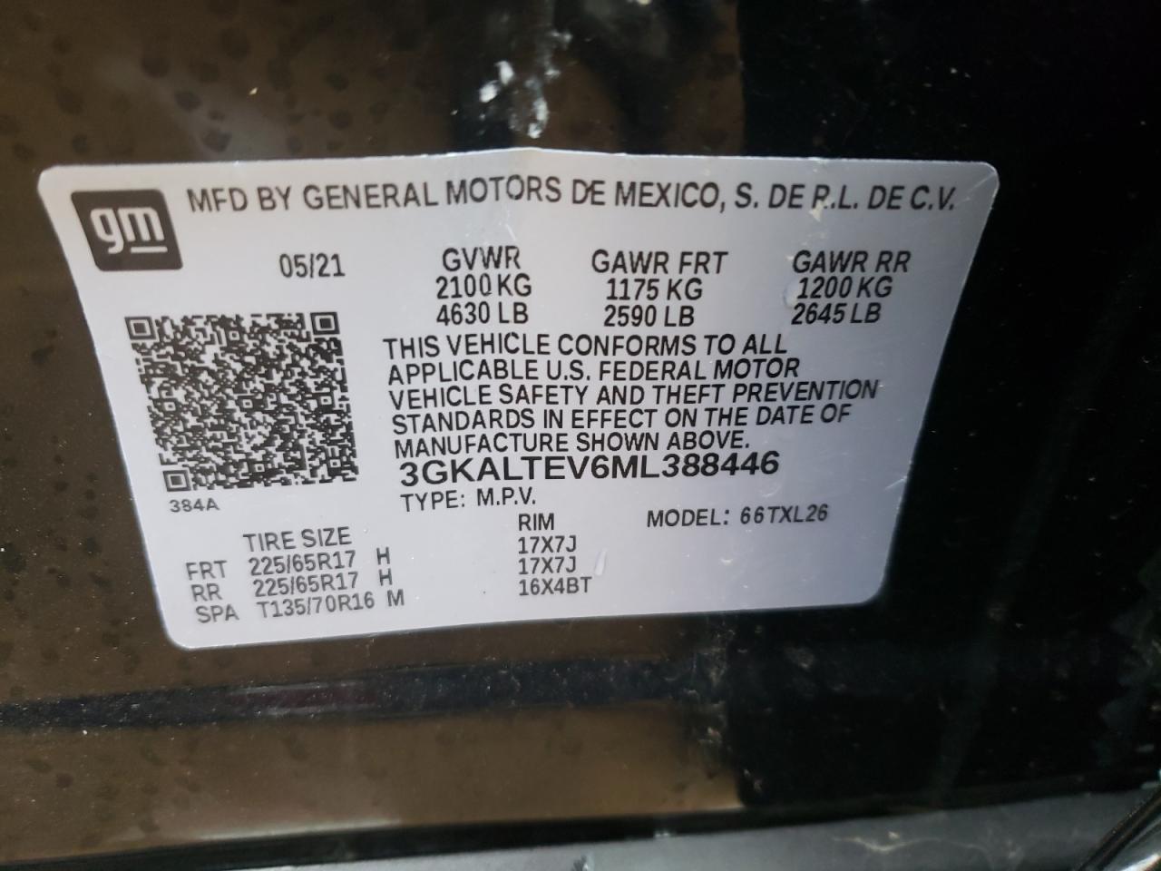 Photo 10 from auction – 2021 GMC TERRAIN SL with VIN 3GKALTEV6ML388446