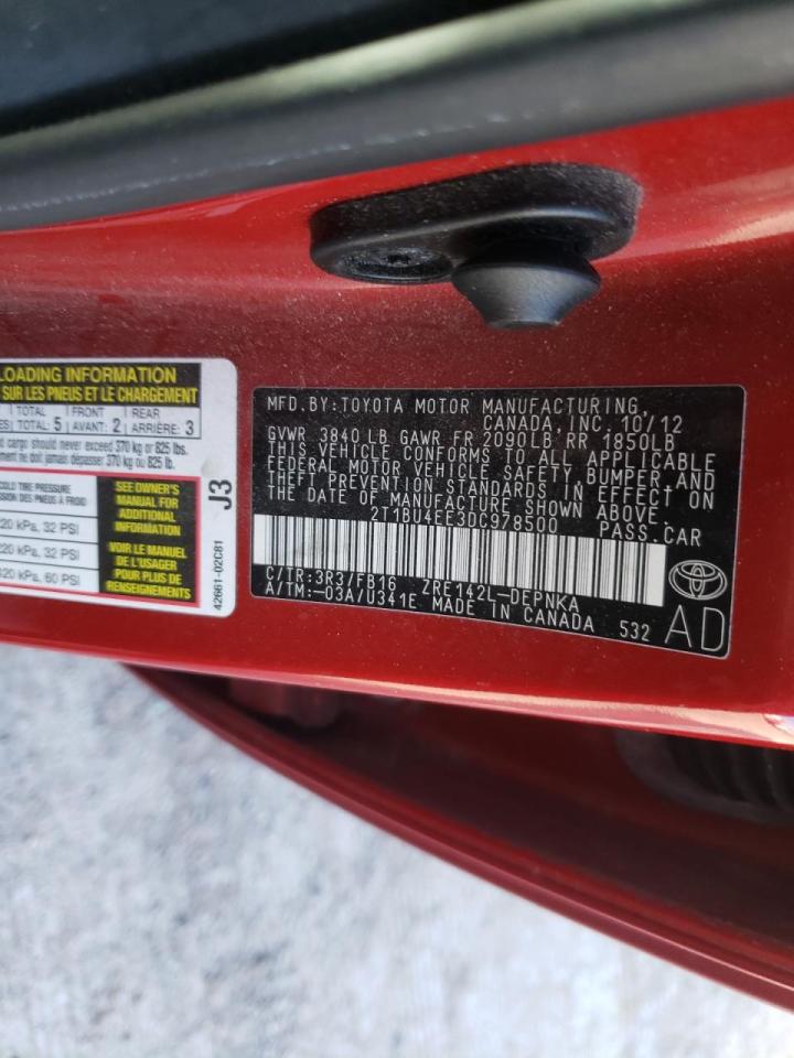 Photo 10 from auction – 2013 TOYOTA COROLLA BA with VIN 2T1BU4EE3DC978500