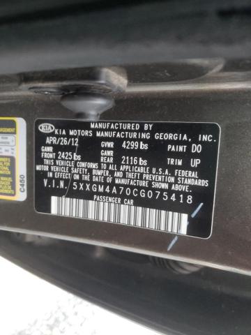 Photo 10 from auction – 2012 KIA OPTIMA LX with VIN 5XXGM4A70CG075418