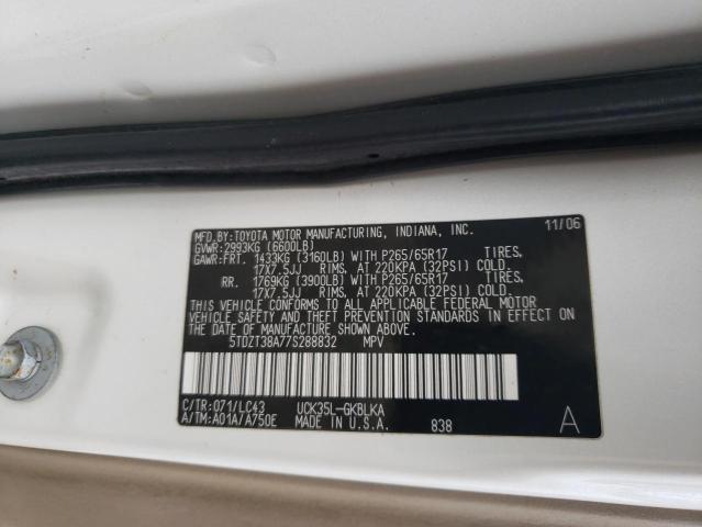 Photo 10 from auction – 2007 TOYOTA SEQUOIA LI with VIN 5TDZT38A77S288832