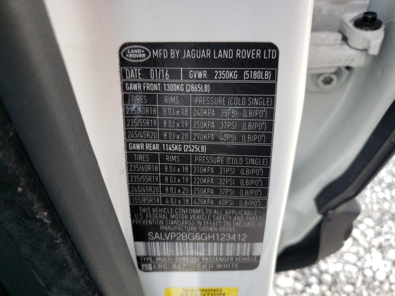 Photo 10 from auction – 2016 LAND ROVER RANGE ROVE with VIN SALVP2BG6GH123412