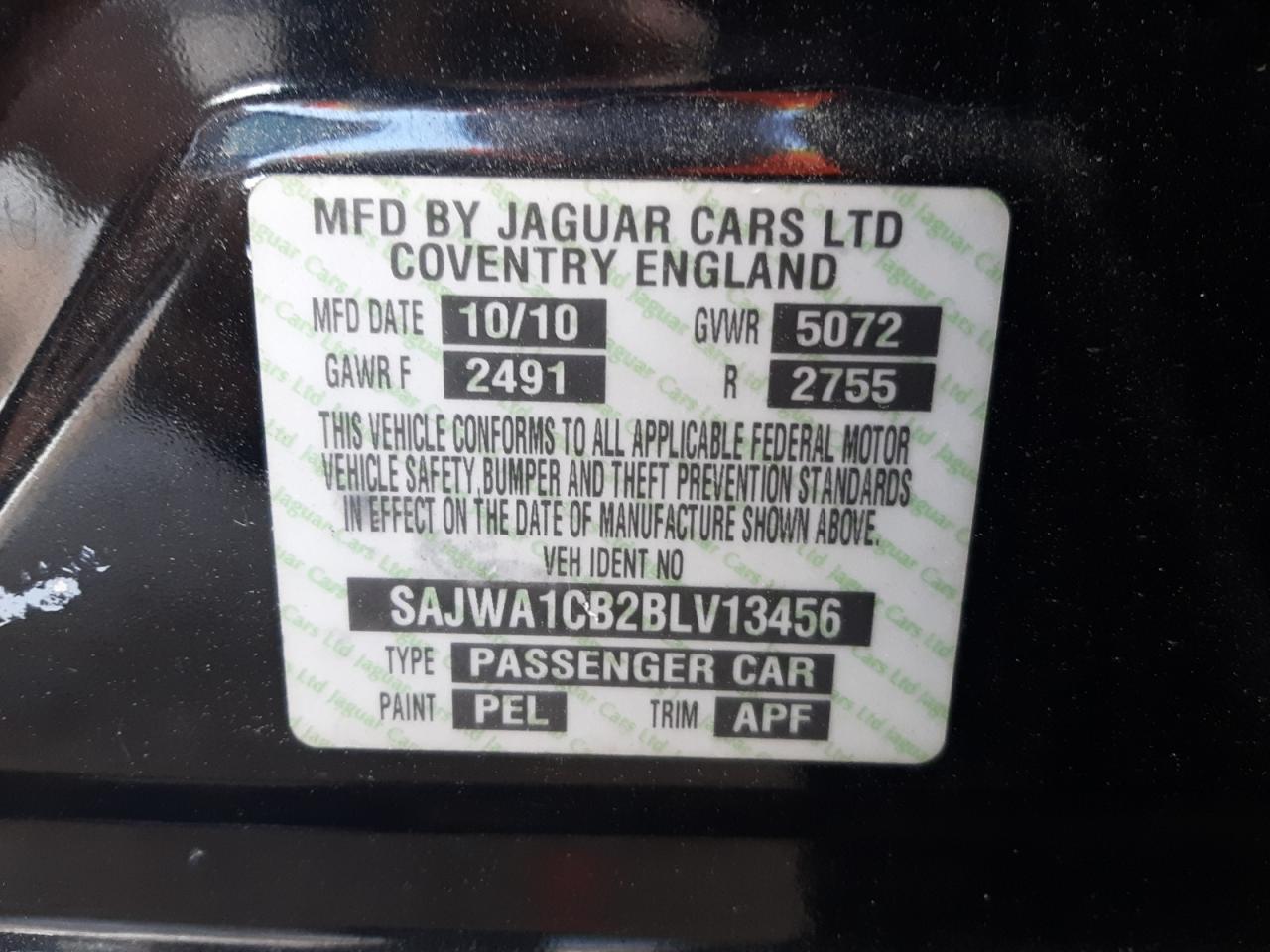 Photo 10 from auction – 2011 JAGUAR XJ with VIN SAJWA1CB2BLV13456