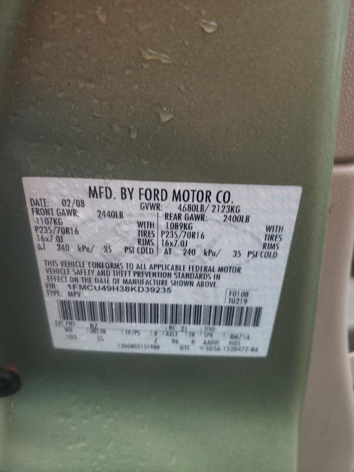 Photo 10 from auction – 2008 FORD ESCAPE HEV with VIN 1FMCU49H38KD39235