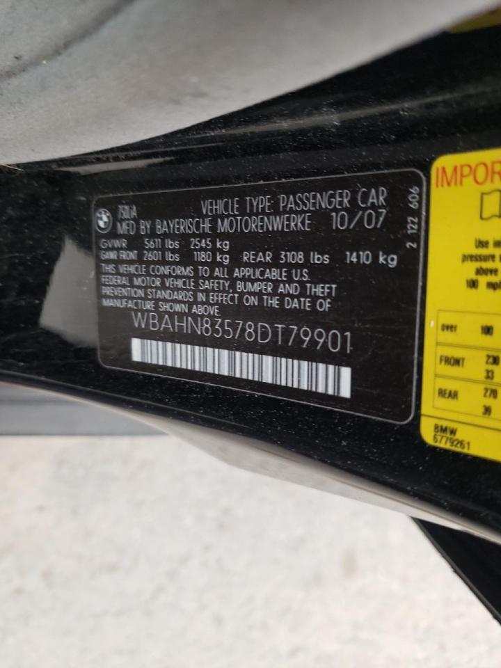 Photo 10 from auction – 2008 BMW 750 LI with VIN WBAHN83578DT79901