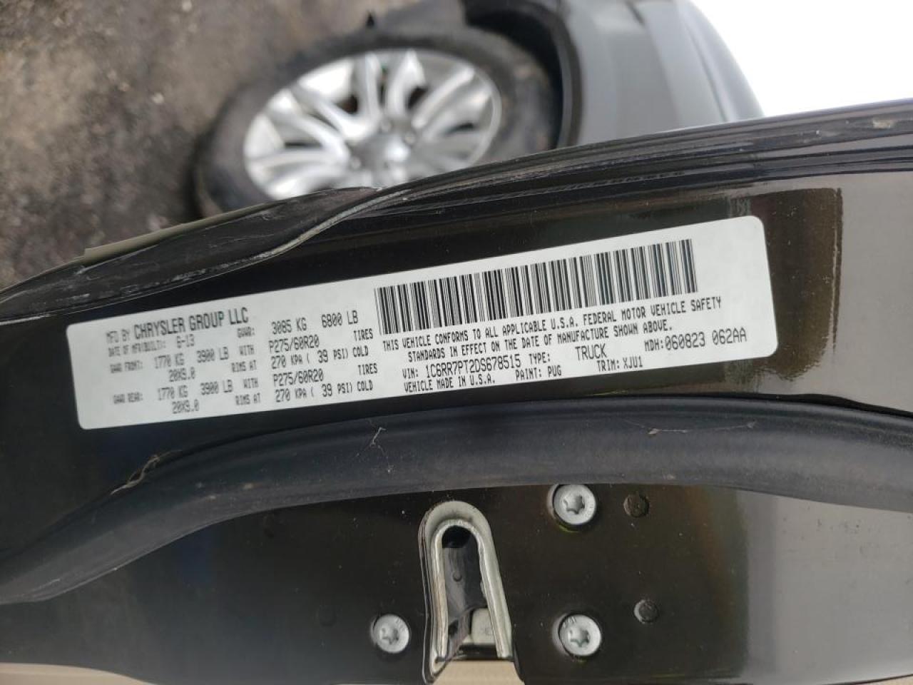 Photo 10 from auction – 2013 RAM 1500 LONGH with VIN 1C6RR7PT2DS678515