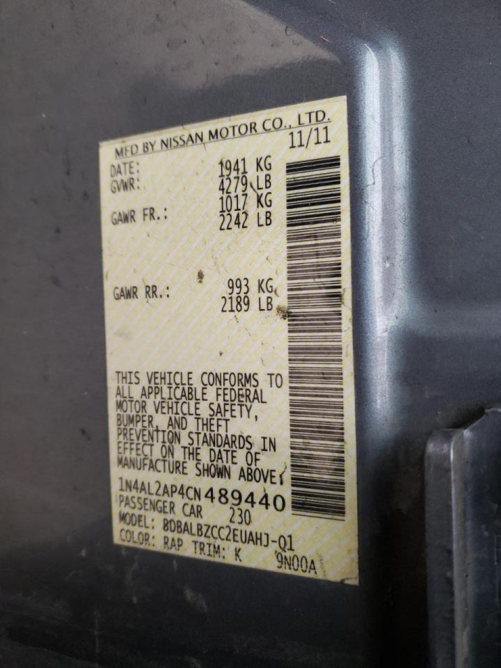 Photo 10 from auction – 2012 NISSAN ALTIMA BAS with VIN 1N4AL2AP4CN489440