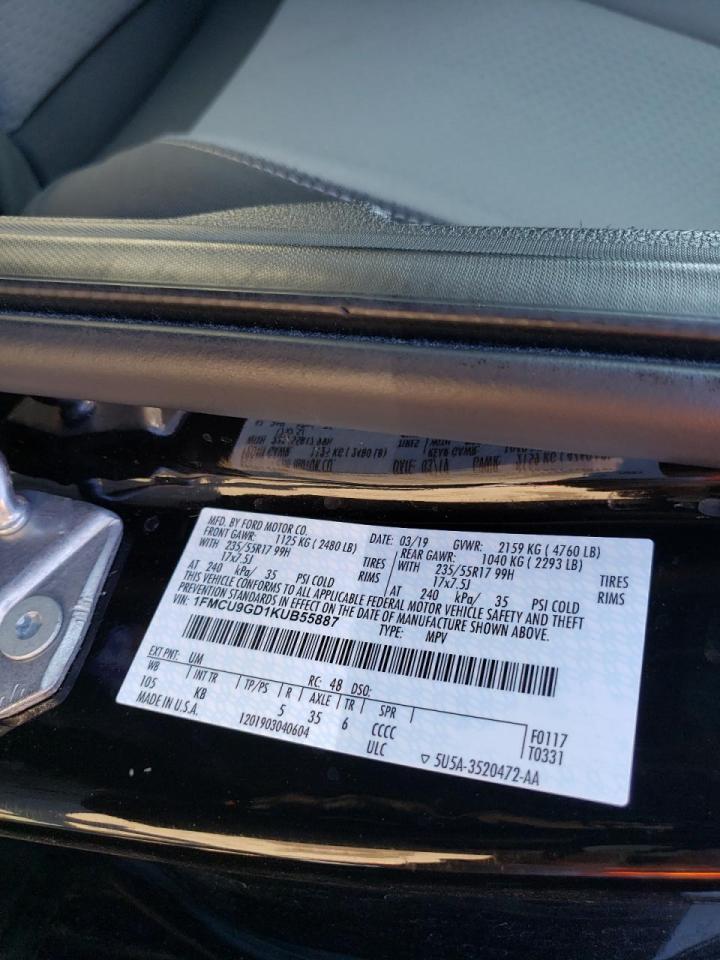 Photo 10 from auction – 2019 FORD ESCAPE SE with VIN 1FMCU9GD1KUB55887