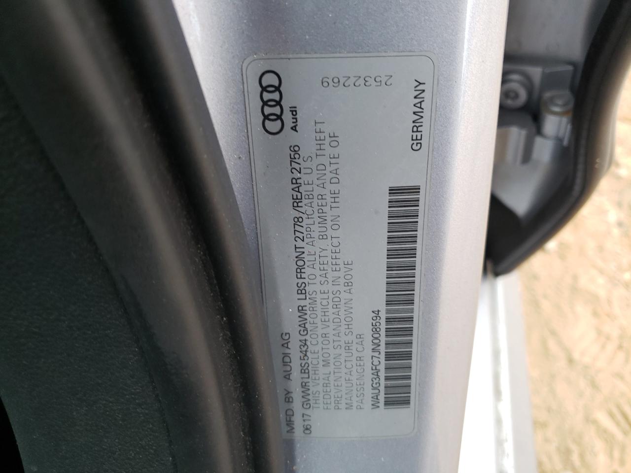 Photo 10 from auction – 2018 AUDI A6 PREMIUM with VIN WAUG3AFC7JN008594