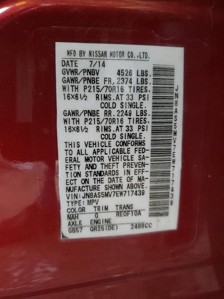 Photo 10 from auction – 2014 NISSAN ROGUE SELE with VIN JN8AS5MV7EW717439
