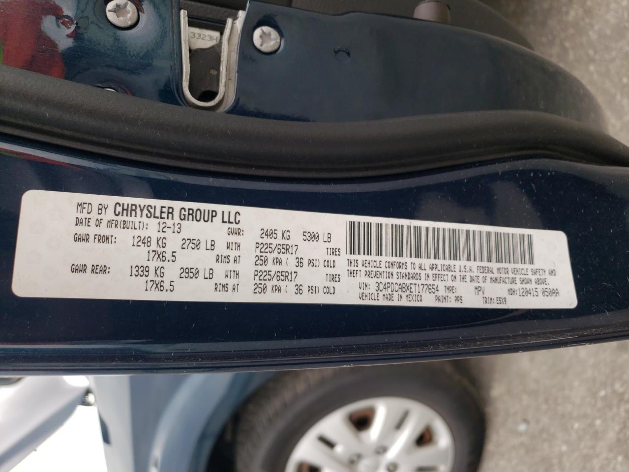 Photo 10 from auction – 2014 DODGE JOURNEY SE with VIN 3C4PDCABXET177654