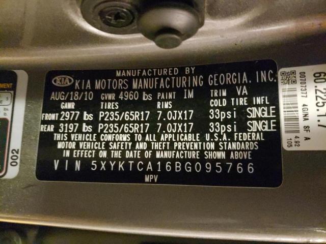 Photo 10 from auction – 2011 KIA SORENTO with VIN 5XYKTCA16BG095766