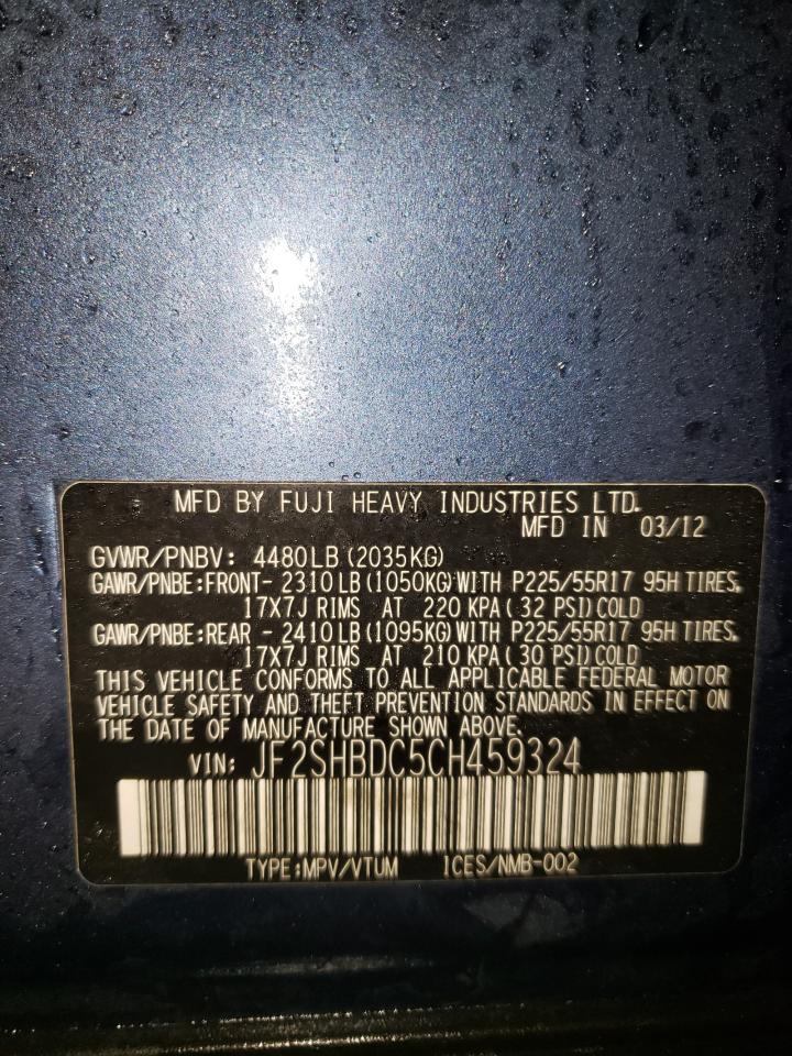 Photo 10 from auction – 2012 SUBARU FORESTER 2 with VIN JF2SHBDC5CH459324