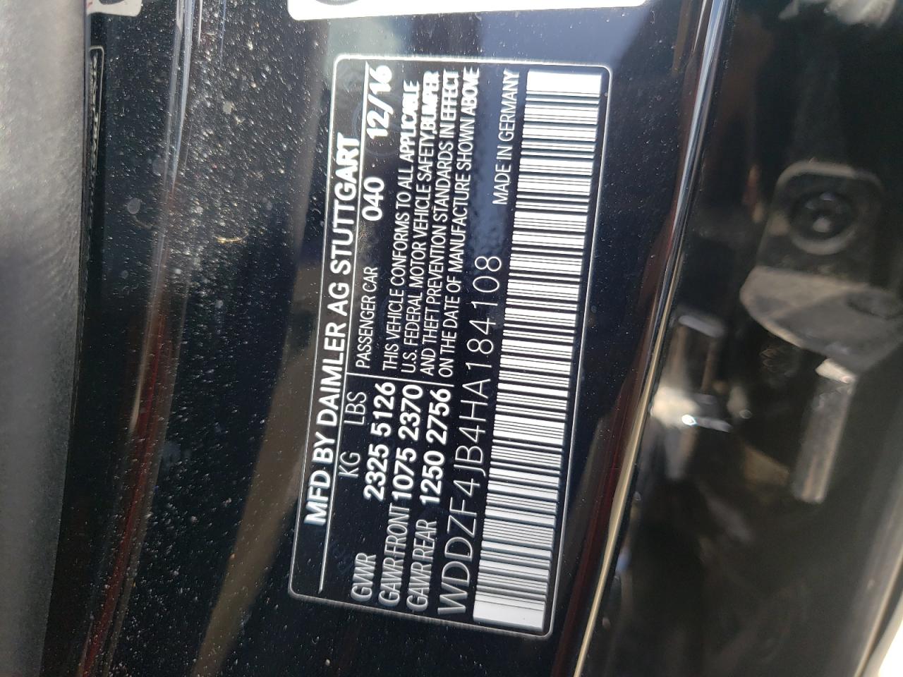 Photo 10 from auction – 2017 MERCEDES-BENZ E 300 with VIN WDDZF4JB4HA184108