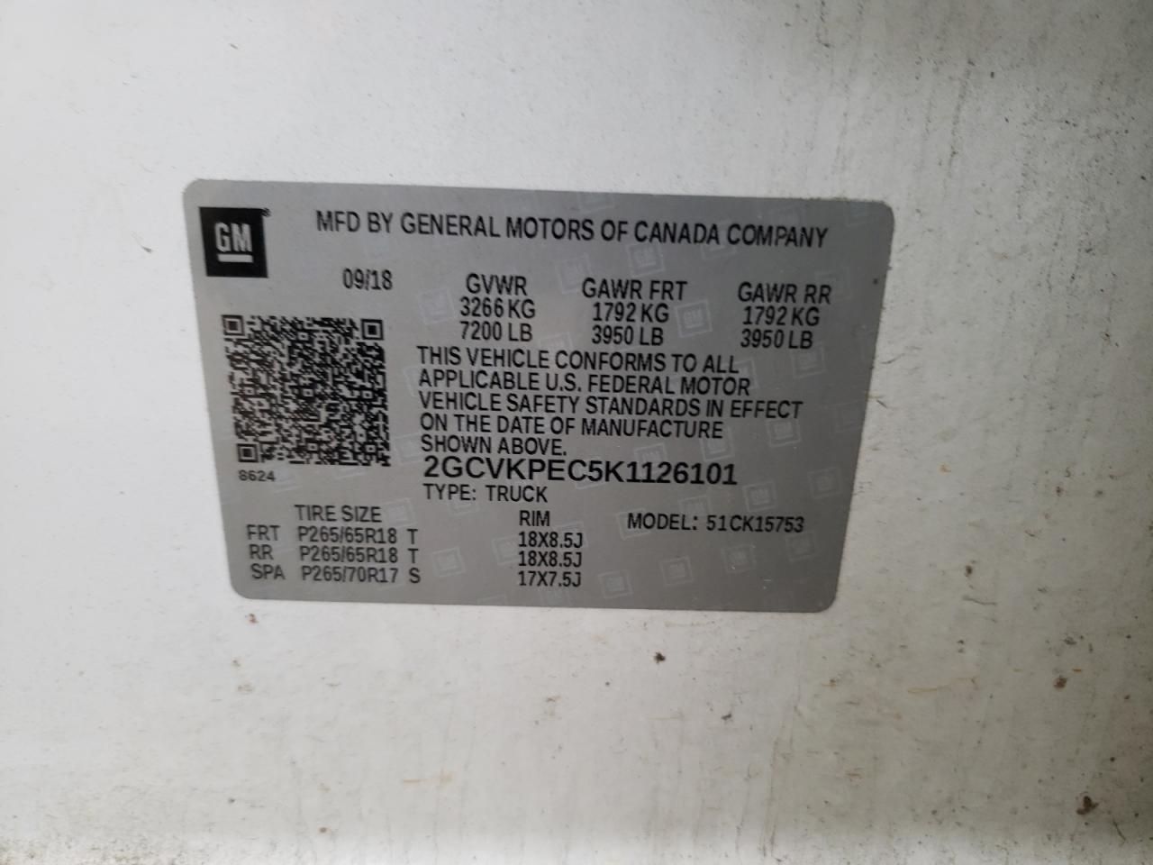 Photo 10 from auction – 2019 CHEVROLET SILVERADO with VIN 2GCVKPEC5K1126101