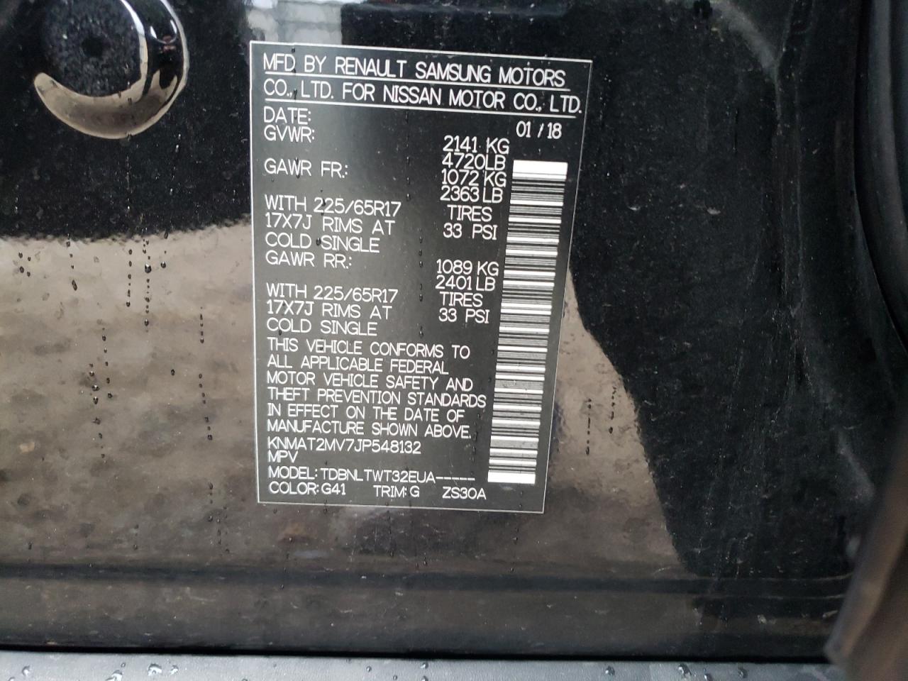 Photo 10 from auction – 2018 NISSAN ROGUE S with VIN KNMAT2MV7JP548132