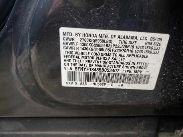 Photo 10 from auction – 2005 HONDA PILOT EX with VIN 5FNYF18485B053407