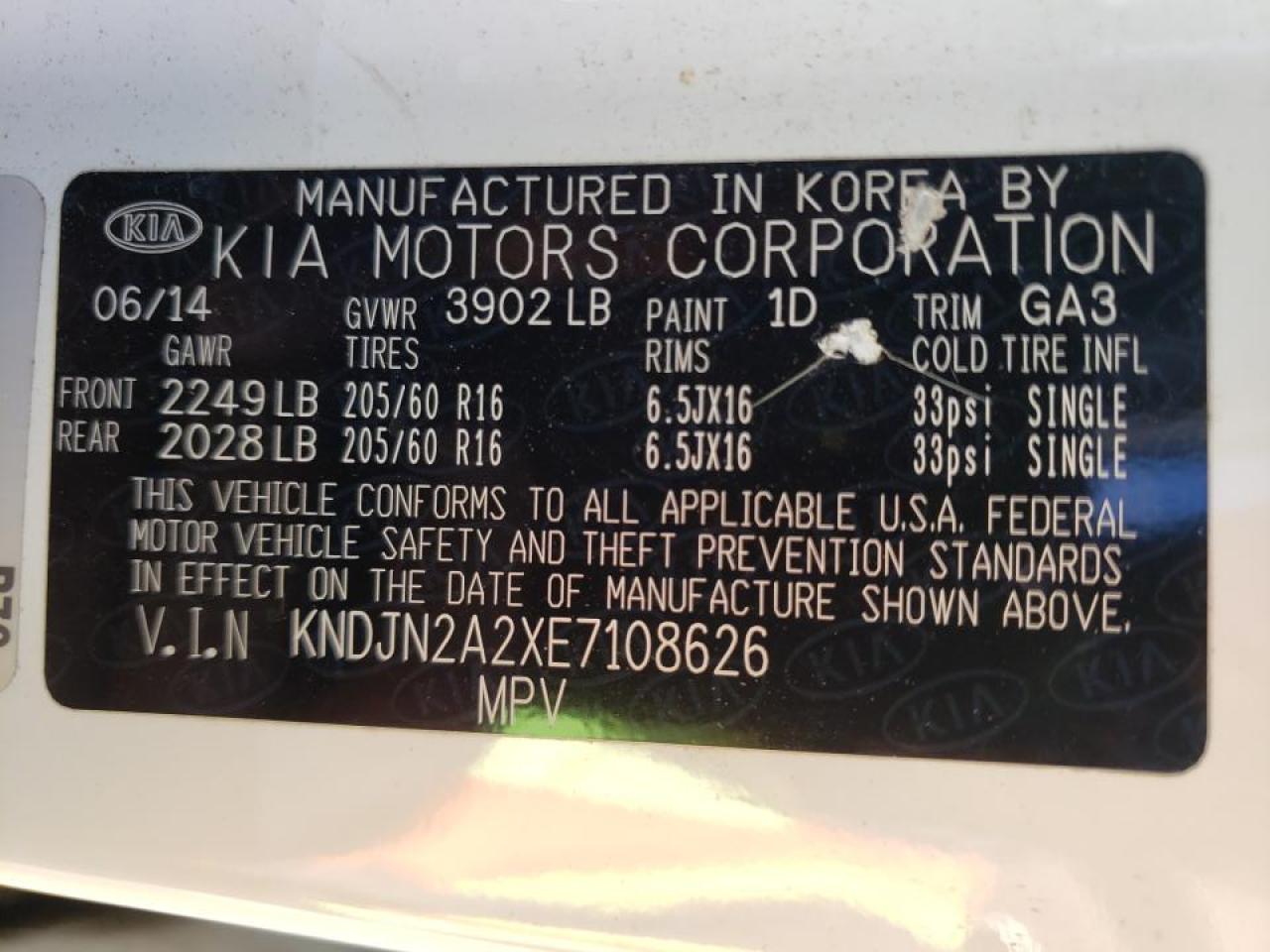 Foto 10 de la subasta – 2014 KIA SOUL con VIN KNDJN2A2XE7108626