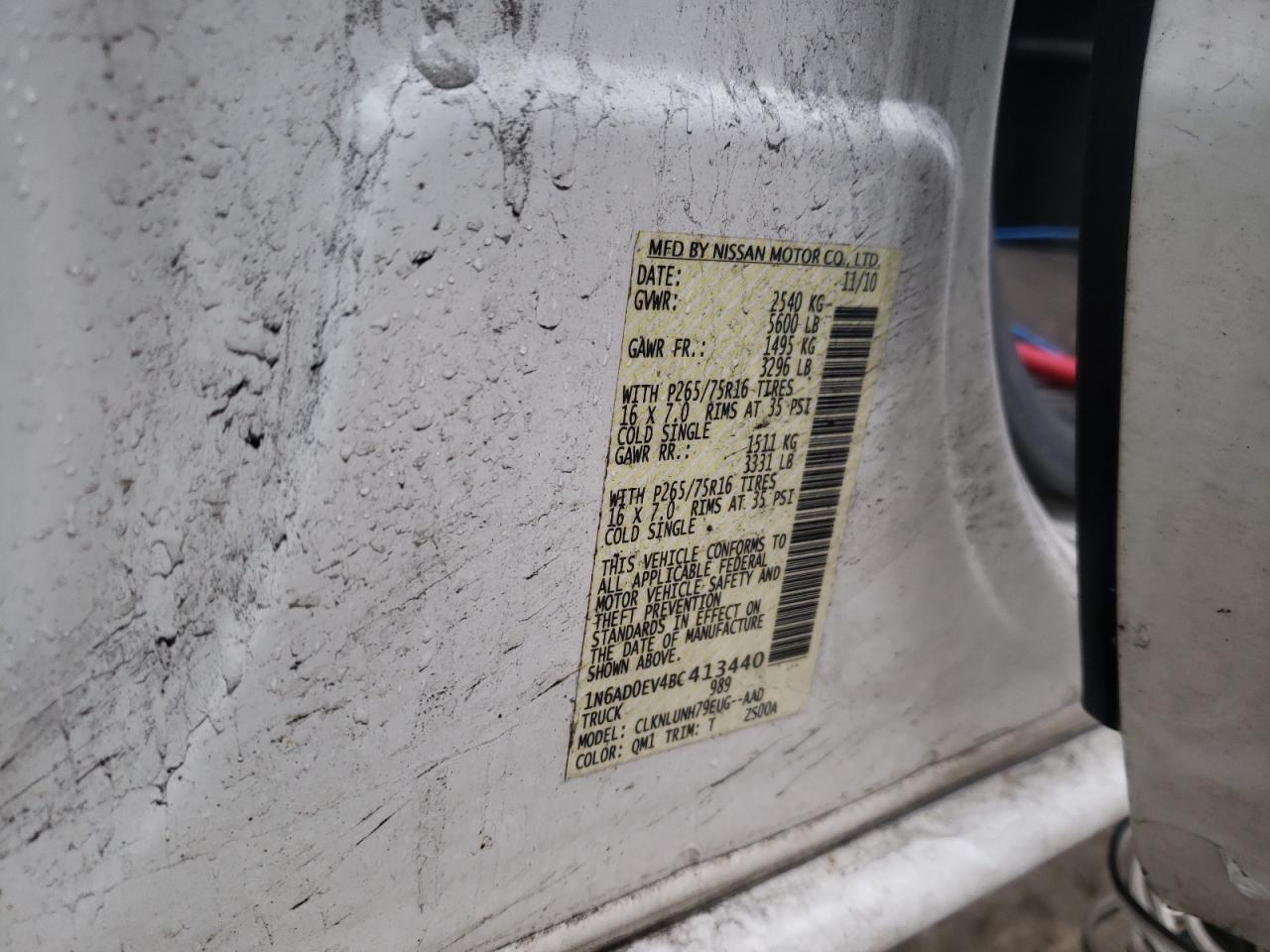 Photo 10 from auction – 2011 NISSAN FRONTIER S with VIN 1N6AD0EV4BC413440