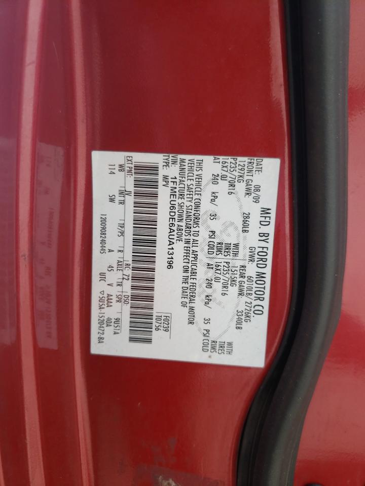 صورة رقم 10 من المزاد - 2010 FORD EXPLORER X مع VIN 1FMEU6DE6AUA13196
