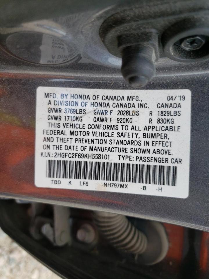 Photo 10 from auction – 2019 HONDA CIVIC LX with VIN 2HGFC2F69KH558101