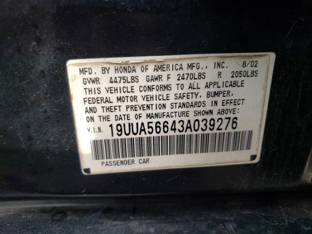Photo 10 from auction – 2003 ACURA 3.2TL with VIN 19UUA56643A039276