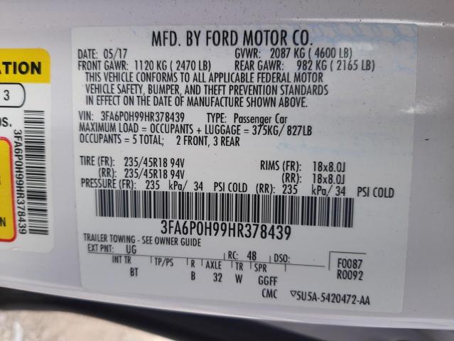 Photo 10 from auction – 2017 FORD FUSION SE with VIN 3FA6P0H99HR378439