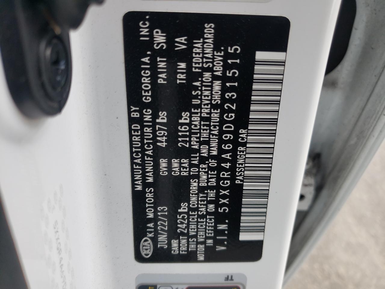 Photo 10 from auction – 2013 KIA OPTIMA SX with VIN 5XXGR4A69DG231515