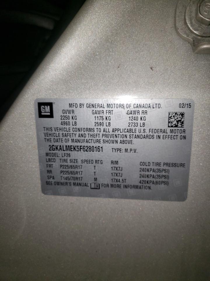 Photo 10 from auction – 2015 GMC TERRAIN SL with VIN 2GKALMEK5F6280161