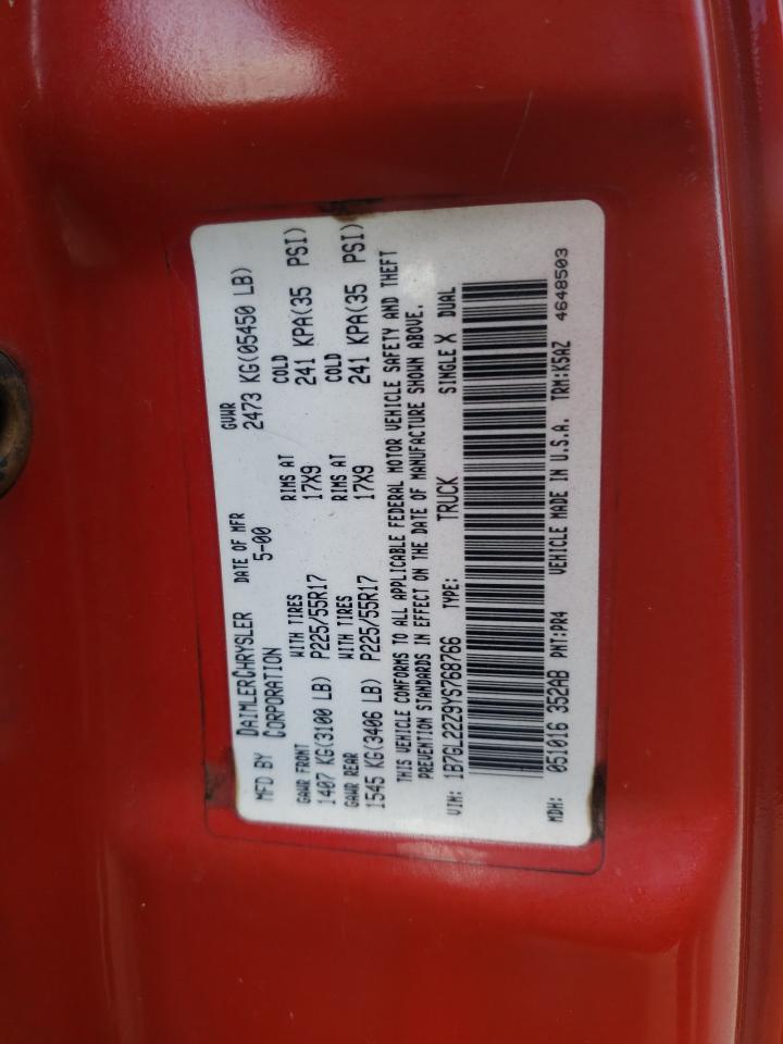 Photo 10 from auction – 2000 DODGE DAKOTA with VIN 1B7GL22Z9YS768766