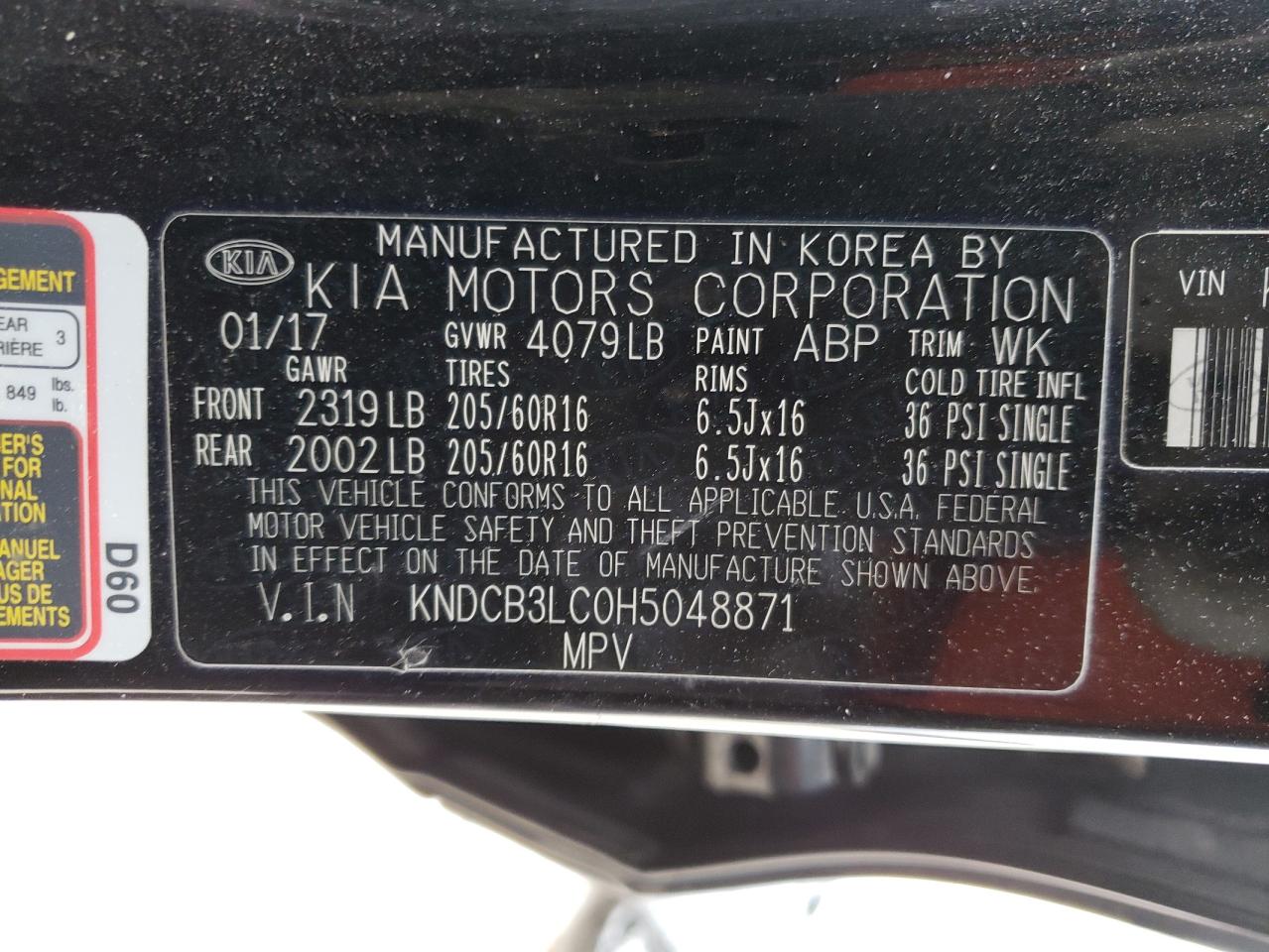 Photo 10 from auction – 2017 KIA NIRO FE with VIN KNDCB3LC0H5048871