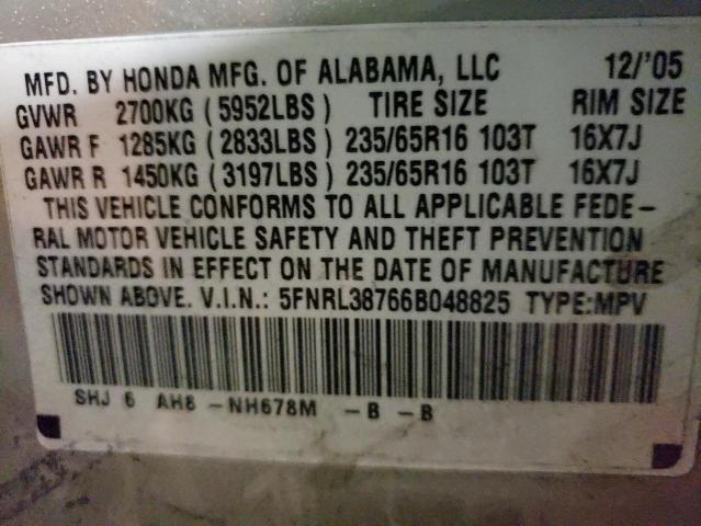 Photo 10 from auction – 2006 HONDA ODYSSEY with VIN 5FNRL38766B048825