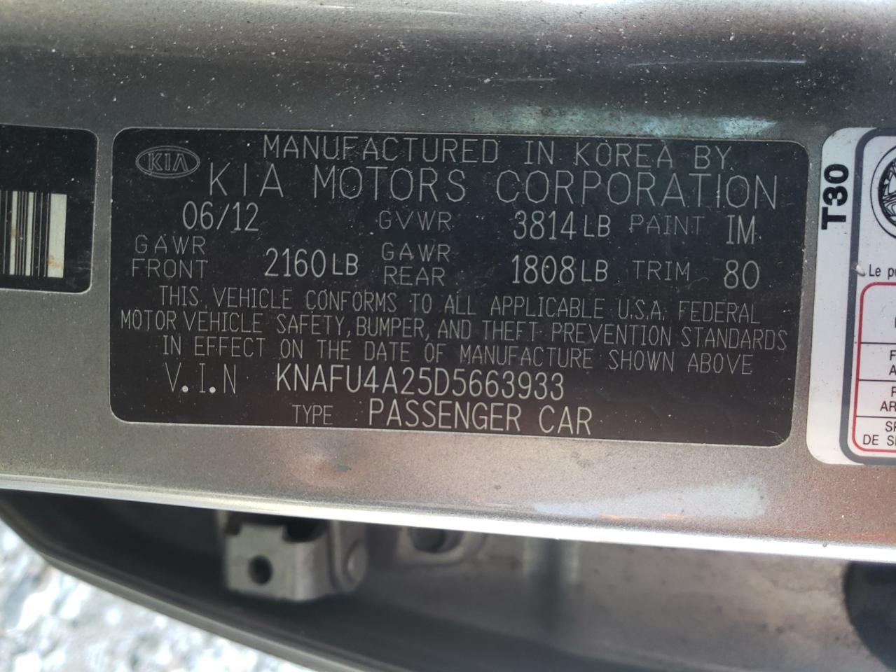 Photo 10 from auction – 2013 KIA FORTE EX with VIN KNAFU4A25D5663933
