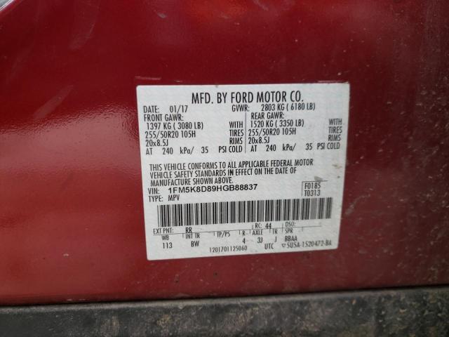 Photo 10 from auction – 2017 FORD EXPLORER X with VIN 1FM5K8D89HGB88837