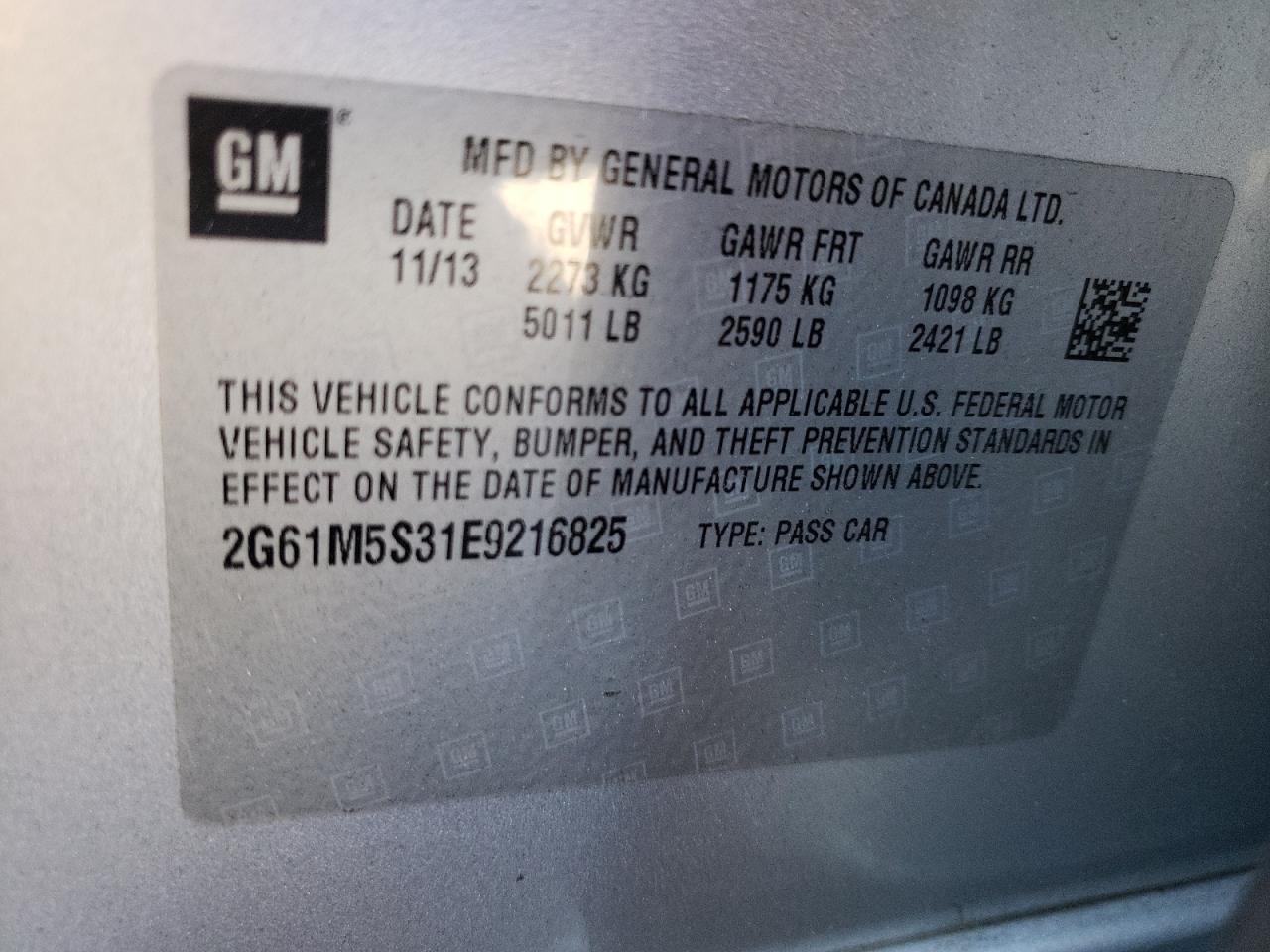 Photo 10 from auction – 2014 CADILLAC XTS LUXURY with VIN 2G61M5S31E9216825