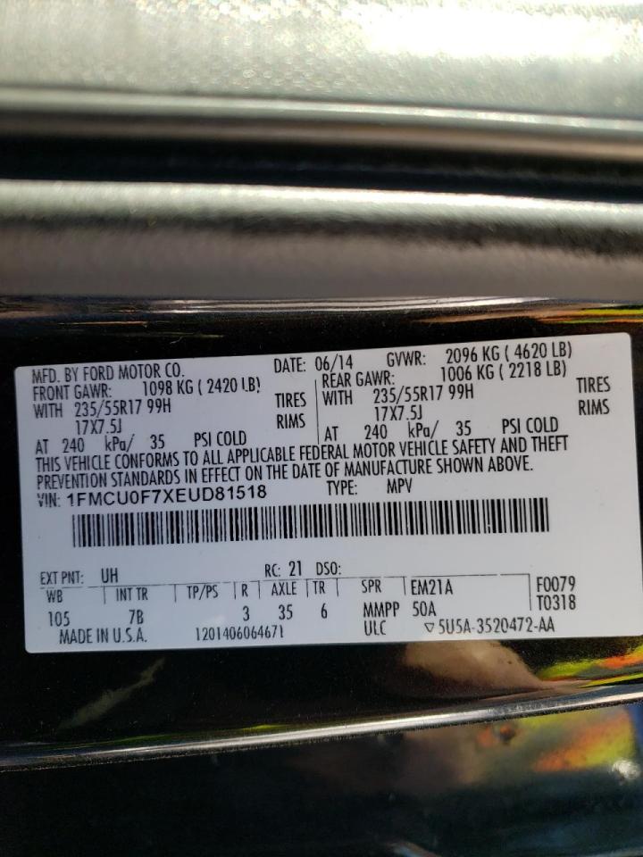 Photo 10 from auction – 2014 FORD ESCAPE S with VIN 1FMCU0F7XEUD81518