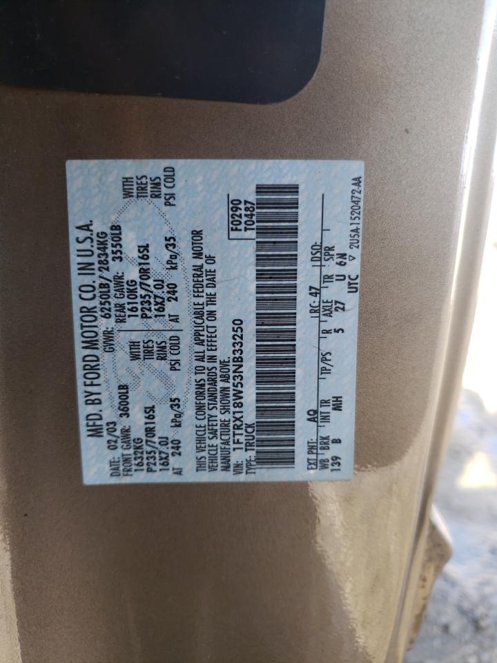 Zdjęcie 10 z aukcji – 2003 FORD F150 z VIN 1FTRX18W53NB33250