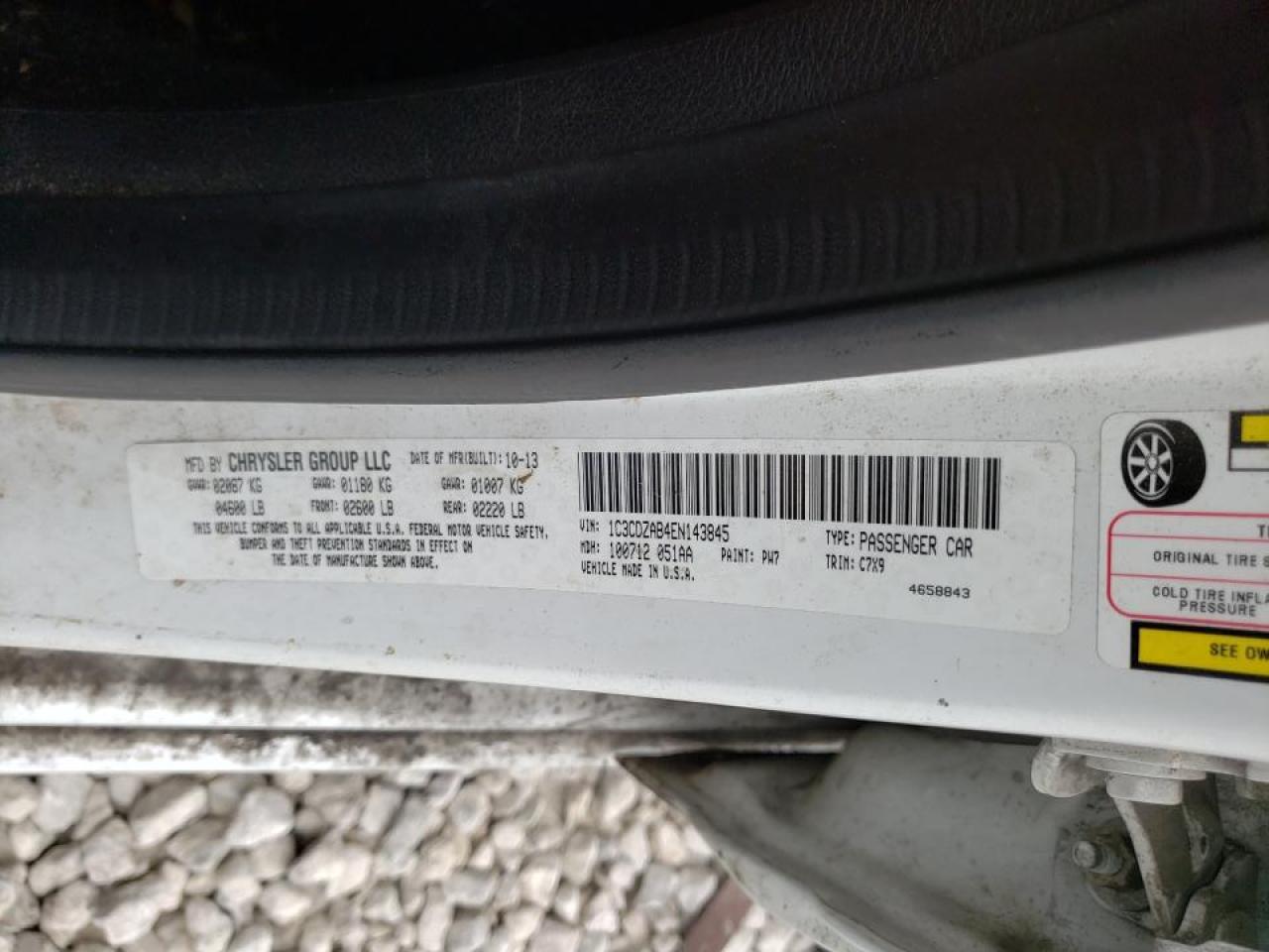 Foto 10 de la subasta – 2014 DODGE AVENGER SE con VIN 1C3CDZAB4EN143845