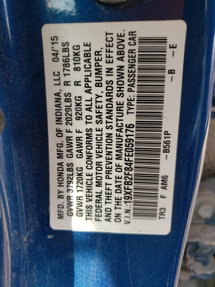 Photo 10 from auction – 2015 HONDA CIVIC EX with VIN 19XFB2F84FE059176