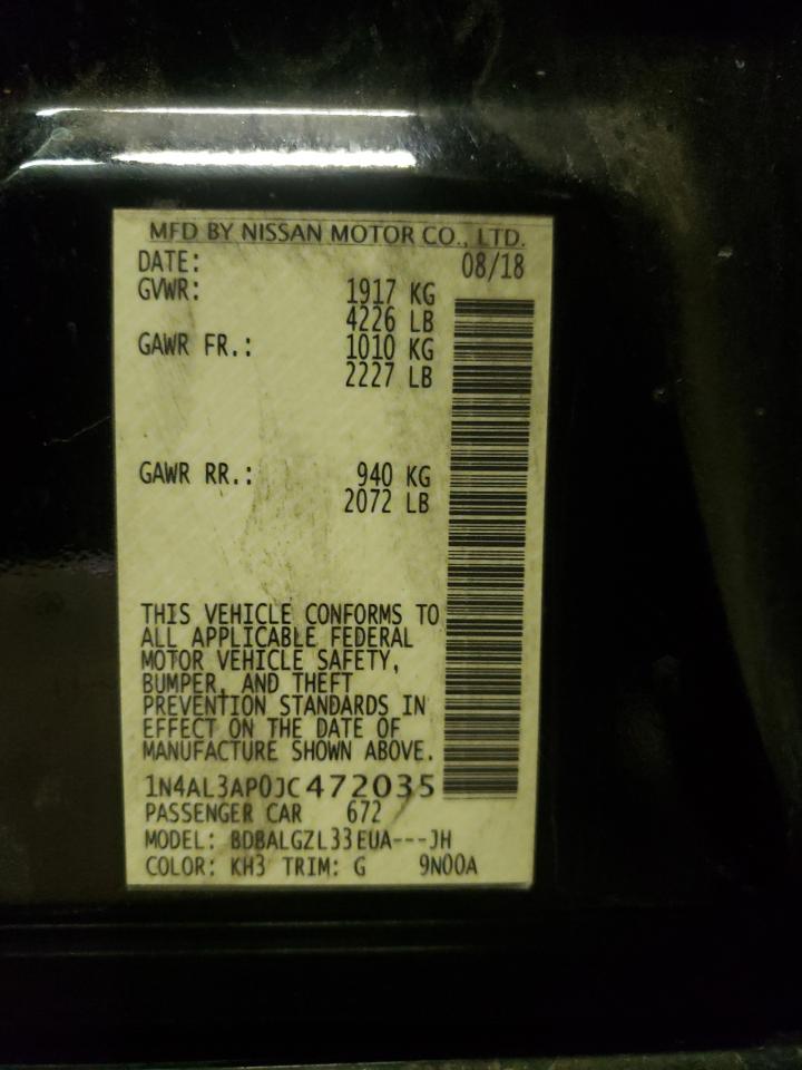 Photo 10 from auction – 2018 NISSAN ALTIMA 2.5 with VIN 1N4AL3AP0JC472035