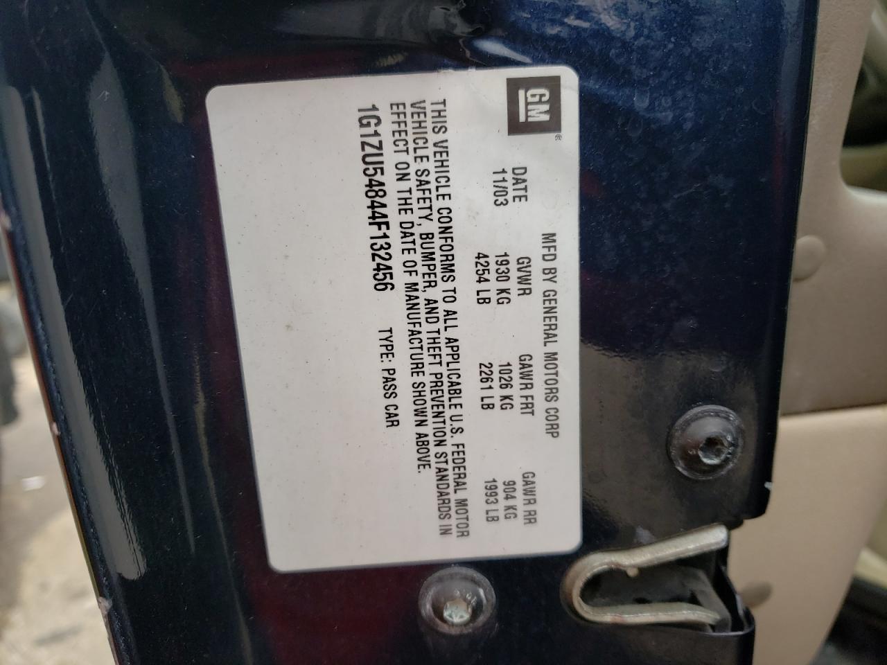 Photo 10 from auction – 2004 CHEVROLET MALIBU LT with VIN 1G1ZU54844F132456