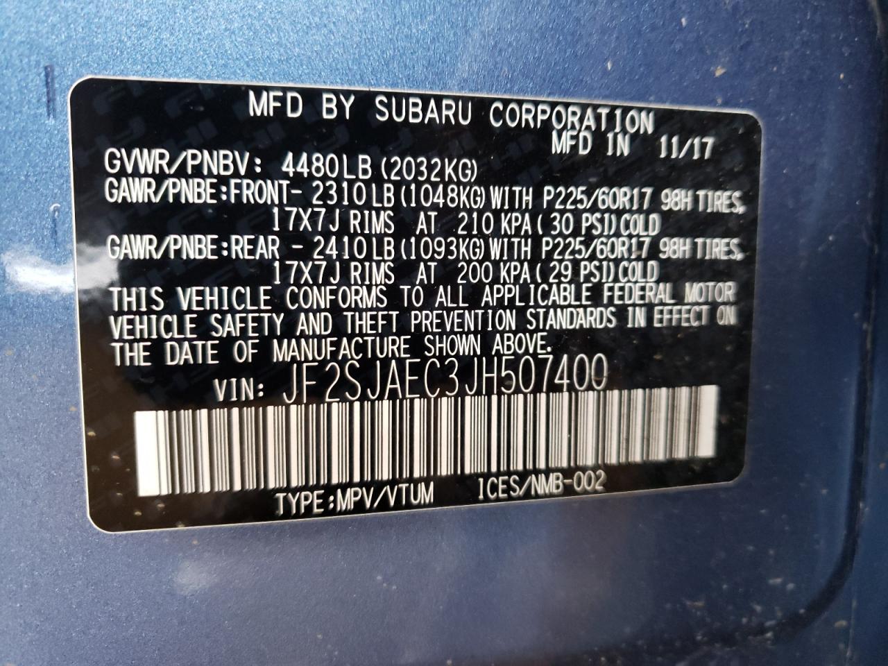 Photo 10 from auction – 2018 SUBARU FORESTER 2 with VIN JF2SJAEC3JH507400