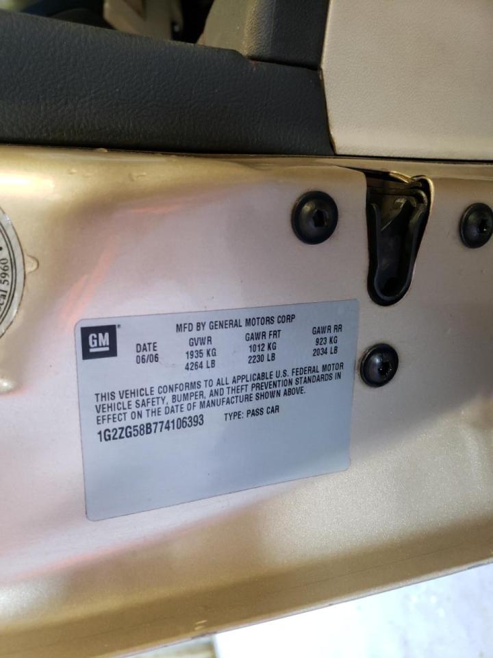 Photo 10 from auction – 2007 PONTIAC G6 BASE with VIN 1G2ZG58B774106393