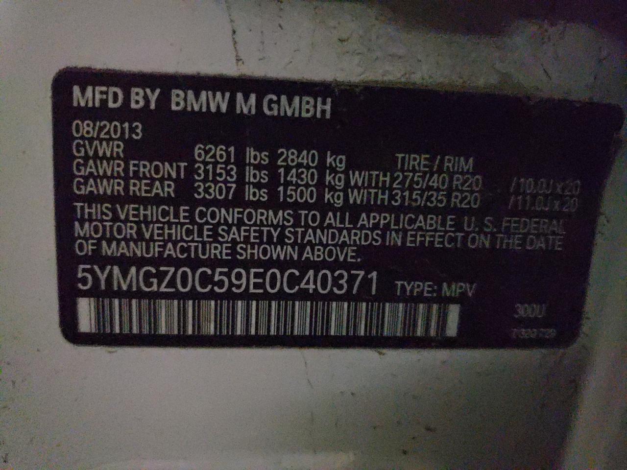Photo 10 from auction – 2014 BMW X6 M with VIN 5YMGZ0C59E0C40371