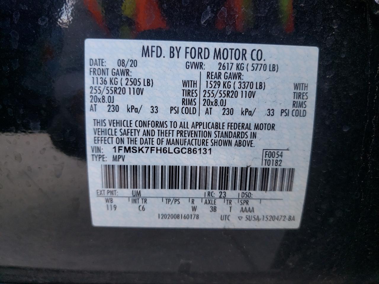 Photo 10 from auction – 2020 FORD EXPLORER L with VIN 1FMSK7FH6LGC86131