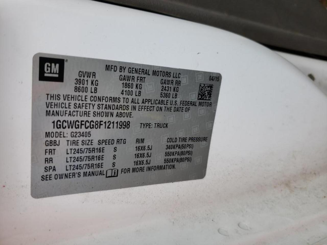 Photo 10 from auction – 2015 CHEVROLET EXPRESS G2 with VIN 1GCWGFCG8F1211998