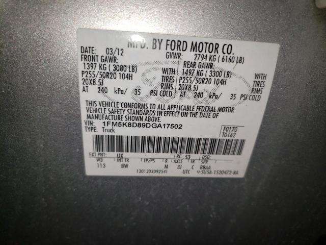 Photo 10 from auction – 2013 FORD EXPLORER X with VIN 1FM5K8D89DGA17502