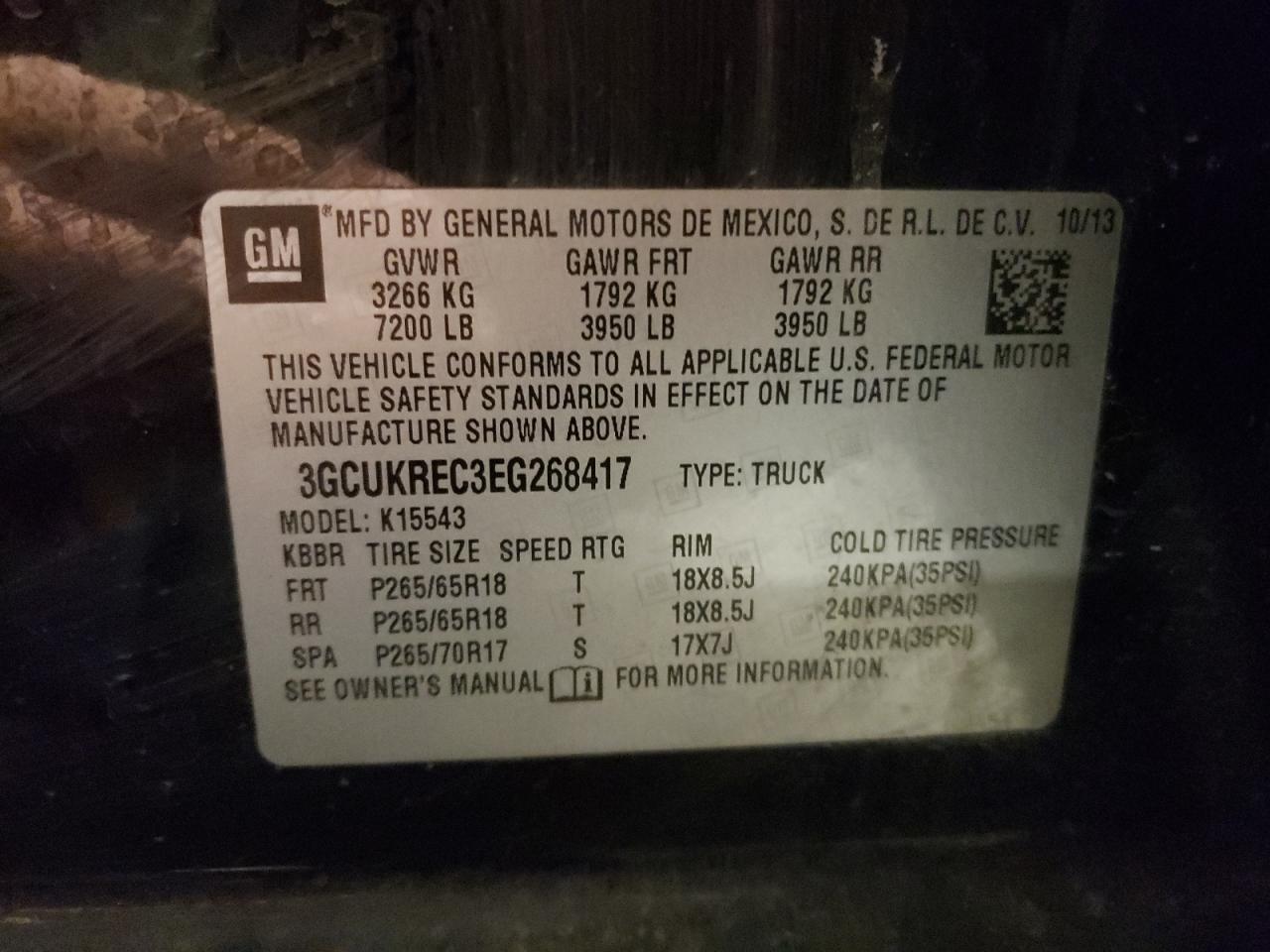 Photo 10 from auction – 2014 CHEVROLET SILVERADO with VIN 3GCUKREC3EG268417