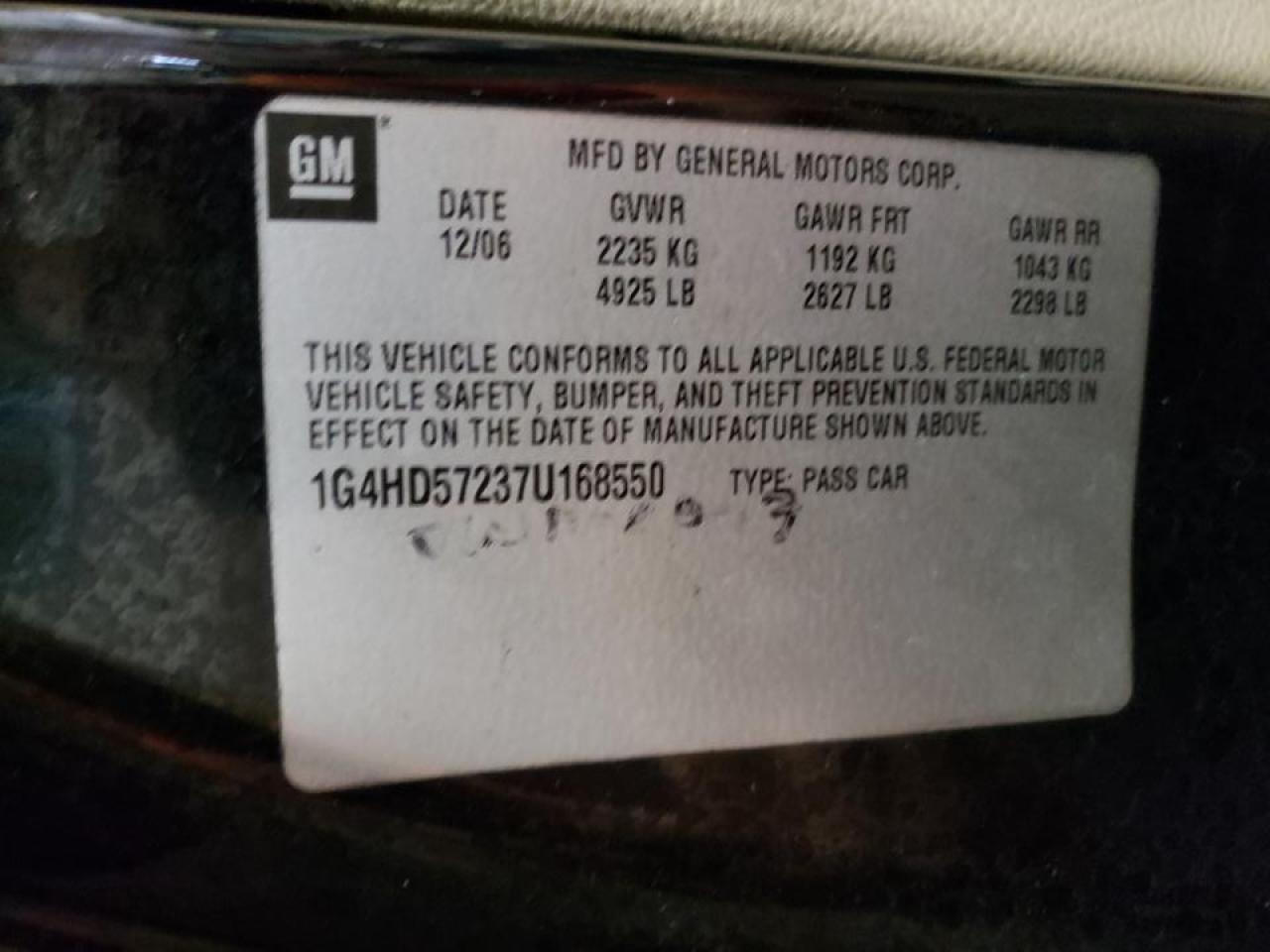 Photo 10 from auction – 2007 BUICK LUCERNE CX with VIN 1G4HD57237U168550