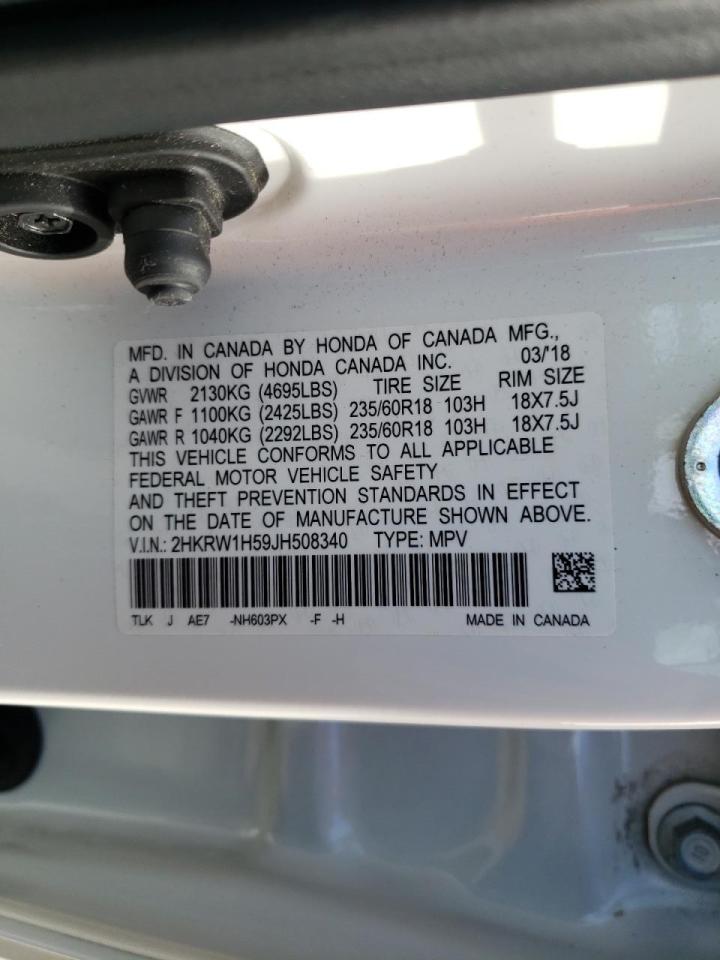 Photo 10 from auction – 2018 HONDA CR-V EX with VIN 2HKRW1H59JH508340